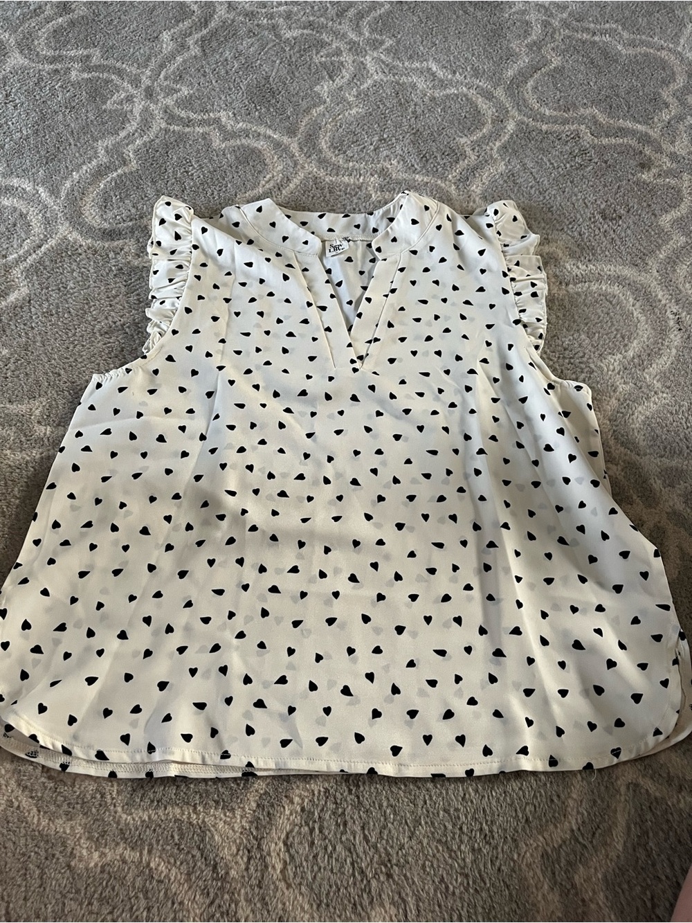 Sew In Love White Blouse with Black Heart Print